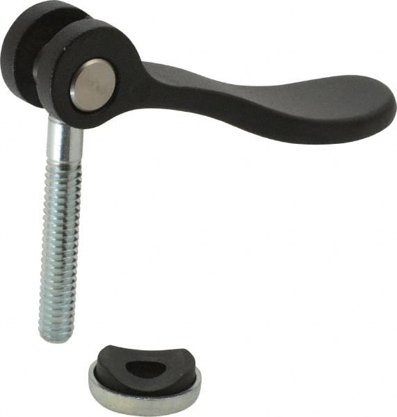 KIPP - 1/4-20, 0.59" Hub Diam, Black Powder Coat Cast Aluminum Adjustable Clamping Handle - 1.18" Stud Length - Exact Tooling