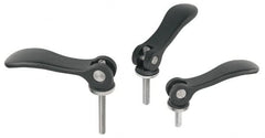 KIPP - M5 x 0.8, 0.59" Hub Diam, Black Powder Coat Cast Aluminum Adjustable Clamping Handle - 1.18" Stud Length - Exact Tooling