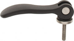 KIPP - #10-32, 0.59" Hub Diam, Black Powder Coat Aluminum (Stainless Steel Inserts) Adjustable Clamping Handle - 0.78" Stud Length - Exact Tooling