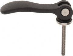 KIPP - #10-32, 0.59" Hub Diam, Black Powder Coat Aluminum (Stainless Steel Inserts) Adjustable Clamping Handle - 1.57" Stud Length - Exact Tooling