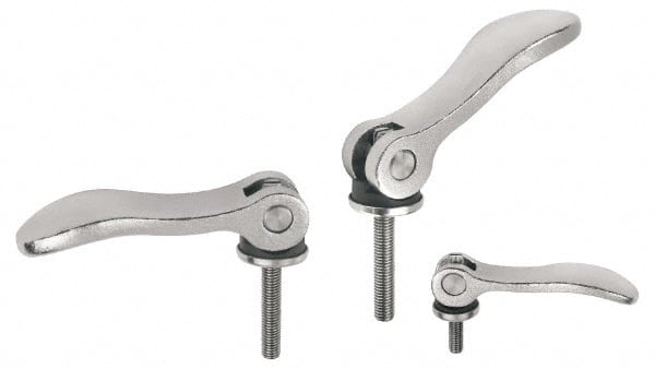 KIPP - 5/16-18, 1.06" Hub Diam, Stainless Steel Adjustable Clamping Handle - 0.99" Stud Length - Exact Tooling
