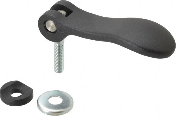 KIPP - 5/16-18, 0.94" Hub Diam, Black Powder Coat Cast Aluminum Adjustable Clamping Handle - 0.99" Stud Length - Exact Tooling