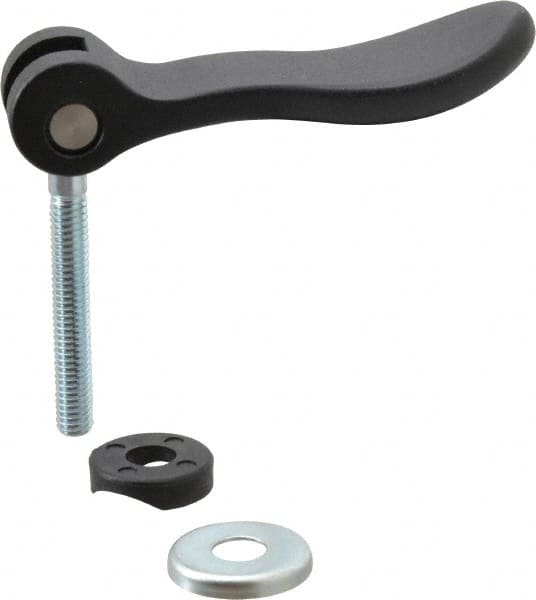 KIPP - 5/16-18, 0.94" Hub Diam, Black Powder Coat Cast Aluminum Adjustable Clamping Handle - 1.96" Stud Length - Exact Tooling