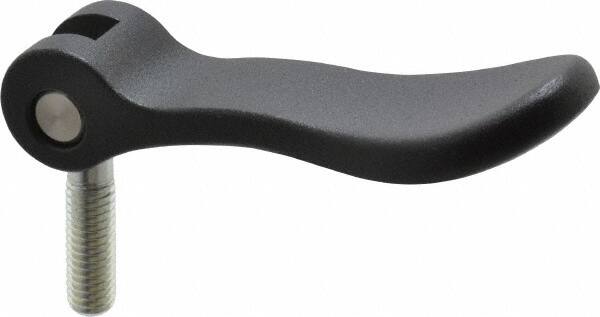KIPP - 3/8-16, 0.94" Hub Diam, Black Powder Coat Cast Aluminum Adjustable Clamping Handle - 0.99" Stud Length - Exact Tooling