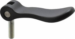 KIPP - 3/8-16, 0.94" Hub Diam, Black Powder Coat Cast Aluminum Adjustable Clamping Handle - 0.99" Stud Length - Exact Tooling