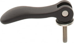 KIPP - 5/16-18, 0.94" Hub Diam, Black Powder Coat Aluminum (Stainless Steel Inserts) Adjustable Clamping Handle - 1.18" Stud Length - Exact Tooling