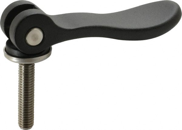 KIPP - 3/8-16, 0.94" Hub Diam, Black Powder Coat Aluminum (Stainless Steel Inserts) Adjustable Clamping Handle - 1.57" Stud Length - Exact Tooling