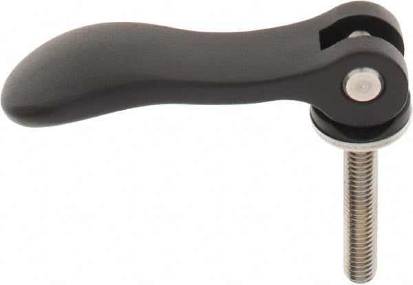 KIPP - 3/8-16, 0.94" Hub Diam, Black Powder Coat Aluminum (Stainless Steel Inserts) Adjustable Clamping Handle - 1.96" Stud Length - Exact Tooling