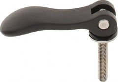 KIPP - 3/8-16, 0.94" Hub Diam, Black Powder Coat Aluminum (Stainless Steel Inserts) Adjustable Clamping Handle - 1.96" Stud Length - Exact Tooling