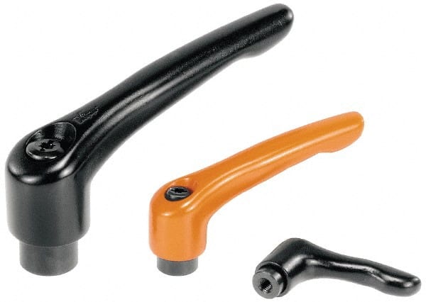 KIPP - #10-32, 0.51" Hub Diam, Zinc Die Cast (Stainless Steel Components) Tapped Insert Adjustable Clamping Handle - 1.85" OAL, 1.22" High, 0.35" Hole Depth - Exact Tooling