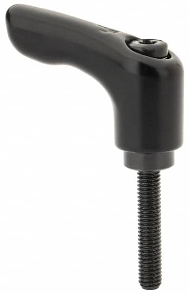 KIPP - #10-32, 0.55" Hub Diam, Zinc Die Cast (Steel Components) Threaded Stud Adjustable Clamping Handle - 0.98" Stud Length, 1.85" OAL, 1.22" High - Exact Tooling