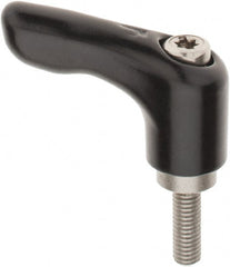 KIPP - #10-32, 0.55" Hub Diam, Zinc Die Cast (Stainless Steel Components) Stud Type Adjustable Clamping Handle - 0.59" Stud Length, 1.85" OAL, 1.22" High - Exact Tooling