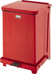 Rubbermaid - 7 Gal Square Unlabeled Trash Can - 17" High x 12" Long x 12" Wide, Red, Stainless Steel - Exact Tooling