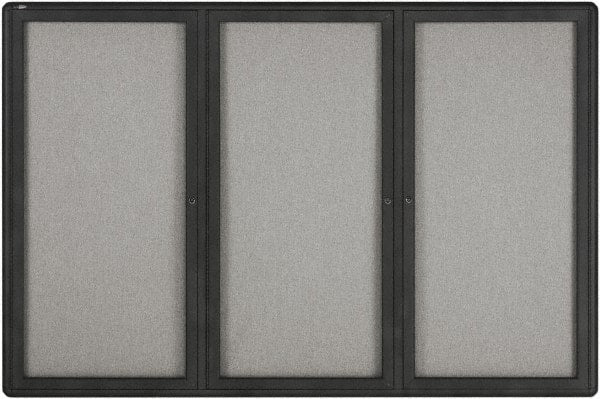 Quartet - 72" Wide x 48" High Enclosed Cork Bulletin Board - Gray - Exact Tooling