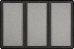 Quartet - 72" Wide x 48" High Enclosed Cork Bulletin Board - Gray - Exact Tooling