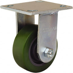 Hamilton - 4" Diam x 1-1/2" Wide x 5-5/8" OAH Top Plate Mount Rigid Caster - Polyurethane Mold onto Cast Iron Center, 550 Lb Capacity, Straight Roller Bearing, 4 x 4-1/2" Plate - Exact Tooling
