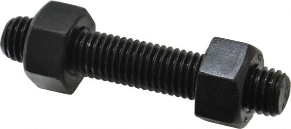 Value Collection - 5/8-11, 3-1/2" Long, Uncoated, Steel, Fully Threaded Stud with Nut - Grade B7, 5/8" Screw, 7B Class of Fit - Exact Tooling