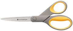 Clauss - 3-1/4" LOC, 8" OAL Titanium Standard Shears - Ambidextrous, Straight Handle, For General Purpose Use - Exact Tooling