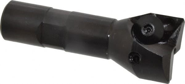 Value Collection - 1-1/4" Cut Diam, 21/32" Max Depth of Cut, 3/4" Shank Diam, 3-1/4" OAL, Indexable Square Shoulder End Mill - TPC 32..., TPG 32., TPU 32. Inserts, Weldon Shank - Exact Tooling