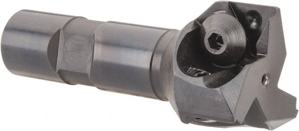 Value Collection - 1-1/2" Cut Diam, 0.656" Max Depth of Cut, 3/4" Shank Diam, 3-1/4" OAL, Indexable Square Shoulder End Mill - TPC 32..., TPG 32., TPU 32. Inserts, Weldon Shank - Exact Tooling