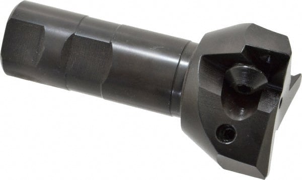 Value Collection - 2" Cut Diam, 0.656" Max Depth of Cut, 1" Shank Diam, 3-11/16" OAL, Indexable Square Shoulder End Mill - TPC 32..., TPG 32., TPU 32. Inserts, Weldon Shank - Exact Tooling