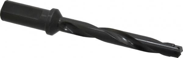 Allied Machine and Engineering - Series 1, 45/64 to 15/16" Diam, 1" Diam Straight Shank with Flange, Helical Flute Spade Drill - 4-5/8" Max Depth, 6-15/64" Body Length, 8-3/8" OAL, Intermediate Length, Through Coolant - Exact Tooling