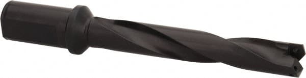 Allied Machine and Engineering - Series 2, 31/32 to 1-3/8" Diam, 1-1/4" Diam Straight Shank with Flange, Helical Flute Spade Drill - 5-3/8" Max Depth, 7-13/64" Body Length, 9-11/32" OAL, Intermediate Length, Through Coolant - Exact Tooling