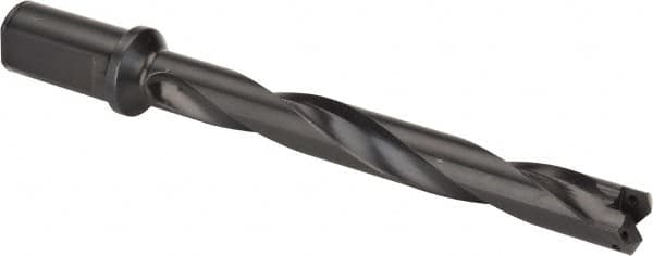 Allied Machine and Engineering - Series 2, 31/32 to 1-3/8" Diam, 1-1/4" Diam Straight Shank with Flange, Helical Flute Spade Drill - 7-3/8" Max Depth, 9-13/64" Body Length, 11-11/32" OAL, Standard Length, Through Coolant - Exact Tooling