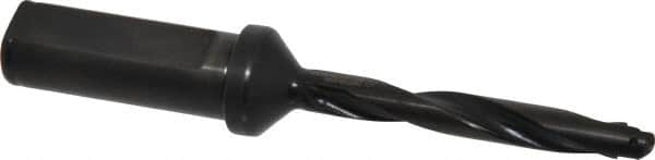 Allied Machine and Engineering - Series Y, 3/8 to 27/64" Diam, 3/4" Diam Straight Shank with Flange, Helical Flute Spade Drill - 2-3/8" Max Depth, 3-5/8" Body Length, 5-9/16" OAL, Standard Length, Through Coolant - Exact Tooling