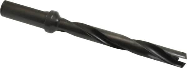 Allied Machine and Engineering - Series 0.5, 39/64 to 11/16" Diam, 3/4" Diam Straight Shank with Flange, Helical Flute Spade Drill - 4-1/2" Max Depth, 5-47/64" Body Length, 7-21/32" OAL, Extended Length, Through Coolant - Exact Tooling