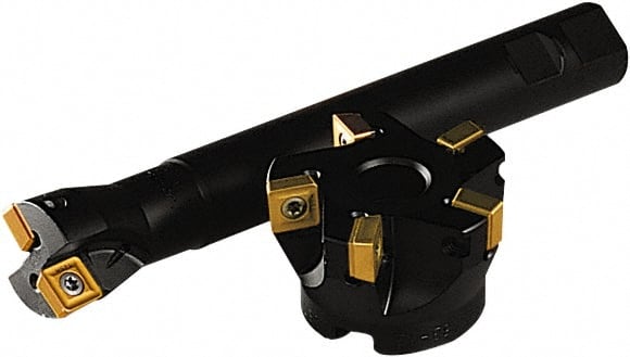 Seco - 3" Cut Diam, 1" Arbor Hole, 0.43" Max Depth of Cut, 87° Indexable Chamfer & Angle Face Mill - 6 Inserts, SC.. 1206 Insert, Right Hand Cut, 6 Flutes, Through Coolant, Series R220.79 - Exact Tooling