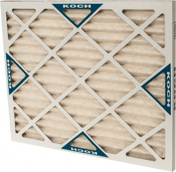 Made in USA - 16" Noml Height x 20" Noml Width x 1" Noml Depth, 30 to 35% Capture Efficiency, Wire-Backed Pleated Air Filter - MERV 8, Synthetic with Antimicrobial Protection, Integrated Beverage Board Frame, 300 Max FPM, 670 CFM, For Any Unit - Exact Tooling