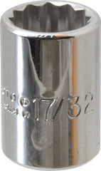 Proto - 17/32", 3/8" Drive, Standard Hand Socket - 12 Points, 1-1/8" OAL, Alloy Steel, Chrome Finish - Exact Tooling