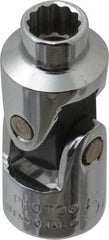 Proto - 1/2", 3/8" Drive, Standard Hand Socket - 12 Points, 1-3/4" OAL, Alloy Steel, Chrome Finish - Exact Tooling