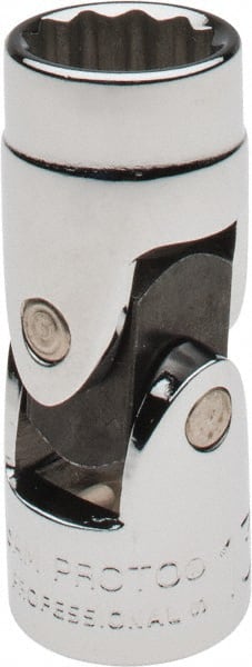 Proto - 3/8" Drive, Standard Hand Socket - 12 Points, 1-27/32" OAL, Alloy Steel, Chrome Finish - Exact Tooling