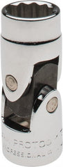 Proto - 3/8" Drive, Standard Hand Socket - 12 Points, 1-27/32" OAL, Alloy Steel, Chrome Finish - Exact Tooling