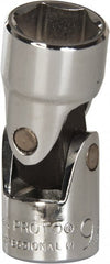 Proto - 9/16", 3/8" Drive, Standard Hand Socket - 6 Points, 1-27/32" OAL, Alloy Steel, Chrome Finish - Exact Tooling