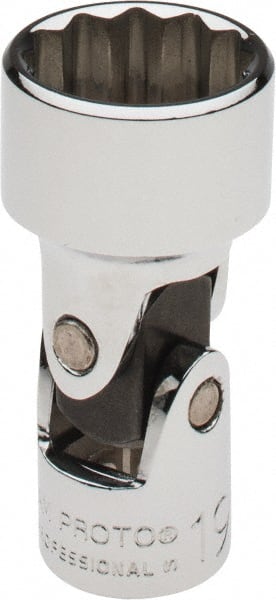 Proto - 3/8" Drive, Standard Hand Socket - 12 Points, 2-3/32" OAL, Alloy Steel, Chrome Finish - Exact Tooling