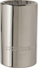 Proto - 1/2" Drive, Deep Hand Socket - 12 Points, 3-1/4" OAL, Alloy Steel, Chrome Finish - Exact Tooling