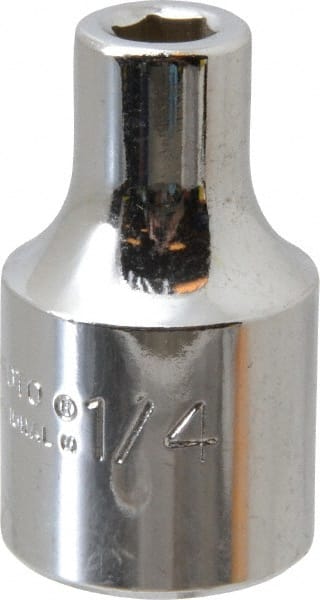 Proto - 1/4", 1/2" Drive, Standard Hand Socket - 6 Points, 1-31/64" OAL, Alloy Steel, Chrome Finish - Exact Tooling