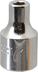 Proto - 1/4", 1/2" Drive, Standard Hand Socket - 6 Points, 1-31/64" OAL, Alloy Steel, Chrome Finish - Exact Tooling