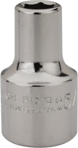Proto - 5/16", 1/2" Drive, Standard Hand Socket - 6 Points, 1-31/64" OAL, Alloy Steel, Chrome Finish - Exact Tooling