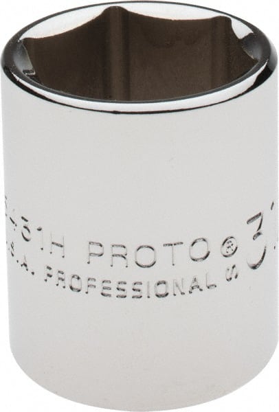 Proto - 31/32", 1/2" Drive, Standard Hand Socket - 6 Points, 1-9/16" OAL, Alloy Steel, Chrome Finish - Exact Tooling