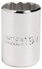 Proto - 1/2" Drive, Standard Hand Socket - 12 Points, 2-1/4" OAL, Alloy Steel, Chrome Finish - Exact Tooling