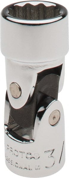 Proto - 3/8", 1/4" Drive, Standard Hand Socket - 12 Points, 1-25/64" OAL, Alloy Steel, Chrome Finish - Exact Tooling