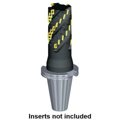 Kennametal - 2" Cut Diam, 155.45mm Max Depth of Cut, 12" OAL, Indexable Square Shoulder Helical End Mill - ADKT 2.32.. Inserts, CAT 50 Taper Shank - Exact Tooling