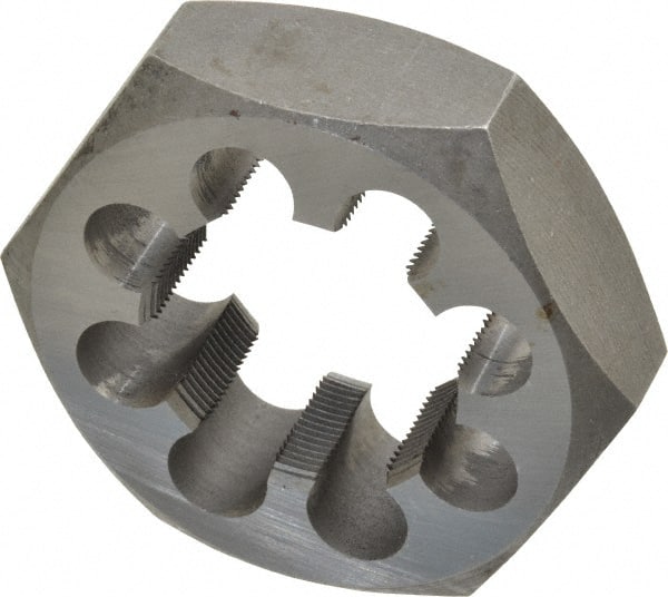 Interstate - 1-3/4 - 18 UNS Thread, 3-1/8" Hex, Right Hand Thread, Hex Rethreading Die - Carbon Steel, 1" Thick - Exact Tooling