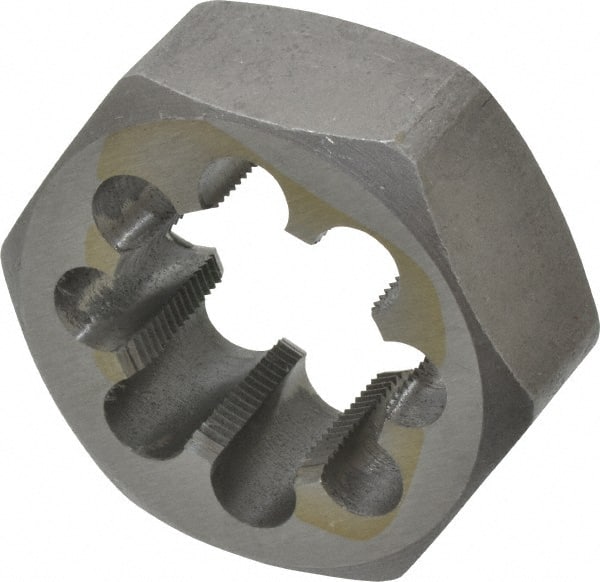 Interstate - 1-3/8 - 18 UNEF Thread, 2-3/8" Hex, Right Hand Thread, Hex Rethreading Die - Carbon Steel, 1" Thick - Exact Tooling