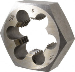 Interstate - 1-7/8 - 5 UNS Thread, 3-1/8" Hex, Right Hand Thread, Hex Rethreading Die - Carbon Steel, 1-1/4" Thick - Exact Tooling