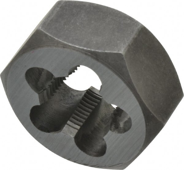Interstate - 1/2-28 UNEF Thread, 1-1/16" Hex, Right Hand Thread, Hex Rethreading Die - Carbon Steel, 1/2" Thick - Exact Tooling